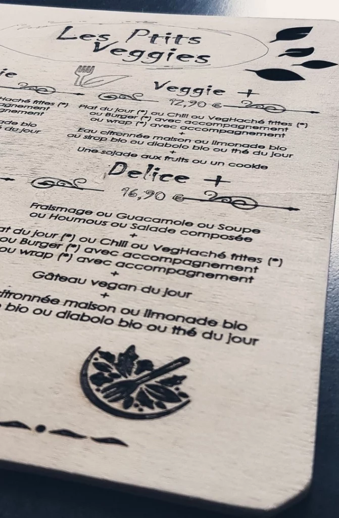 Réalisation d'un menu de restaurant pour végétariens